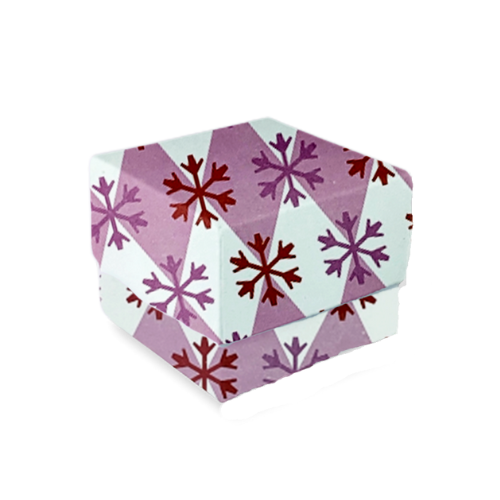 Pink & White Snowflake Argyle Square Box