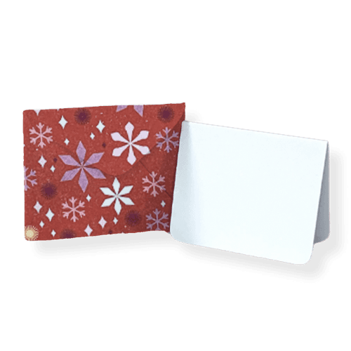 Snowflakes in Red Mini Envelope & Note - Set of 10