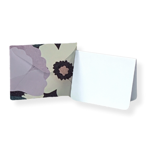 Lavender Poppies White Daisies Mini Envelope & Note - Set of 10