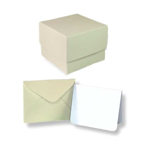 Cream Bundle - 1 Square Box, 10 Mini Envelopes & 10 Mini Notes