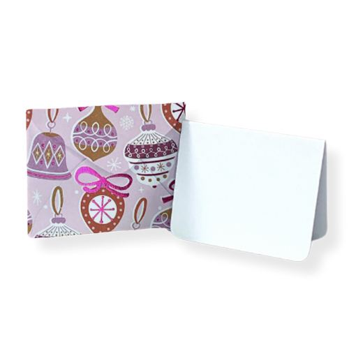 Pink Christmas Ornaments Mini Envelope & Note - Set of 10