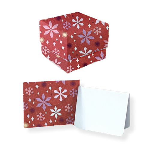 Snowflakes in Red Bundle - 1 Square Box, 10 Mini Envelopes & 10 Mini Notes