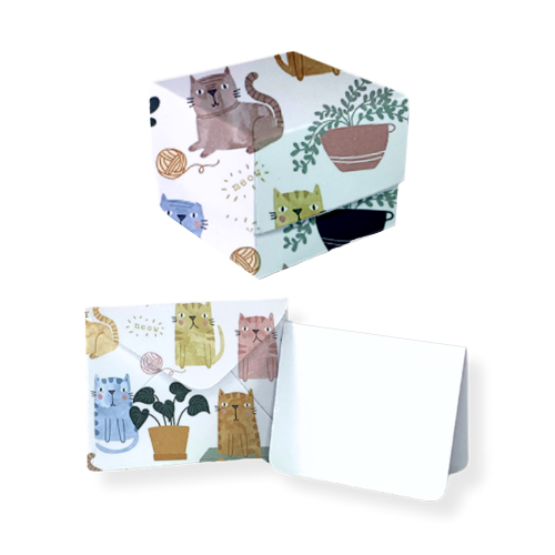 Cats Bundle - 1 Square Box, 10 Mini Envelopes & 10 Mini Notes