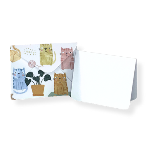 Cats Mini Envelope & Note - Set of 10