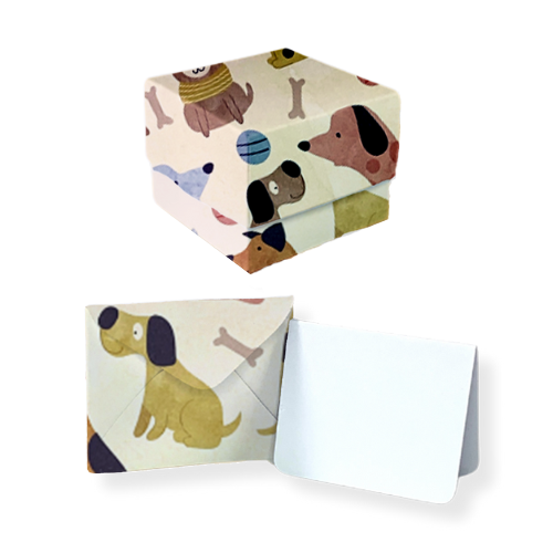 Dogs Bundle - 1 Square Box, 10 Mini Envelopes & 10 Mini Notes