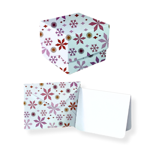 Snowflakes in White Bundle - 1 Square Box, 10 Mini Envelopes & 10 Mini Notes