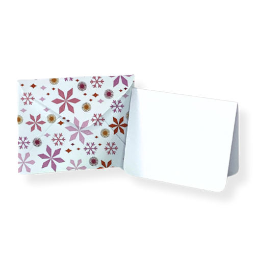 Snowflakes in White Mini Envelope & Note - Set of 10